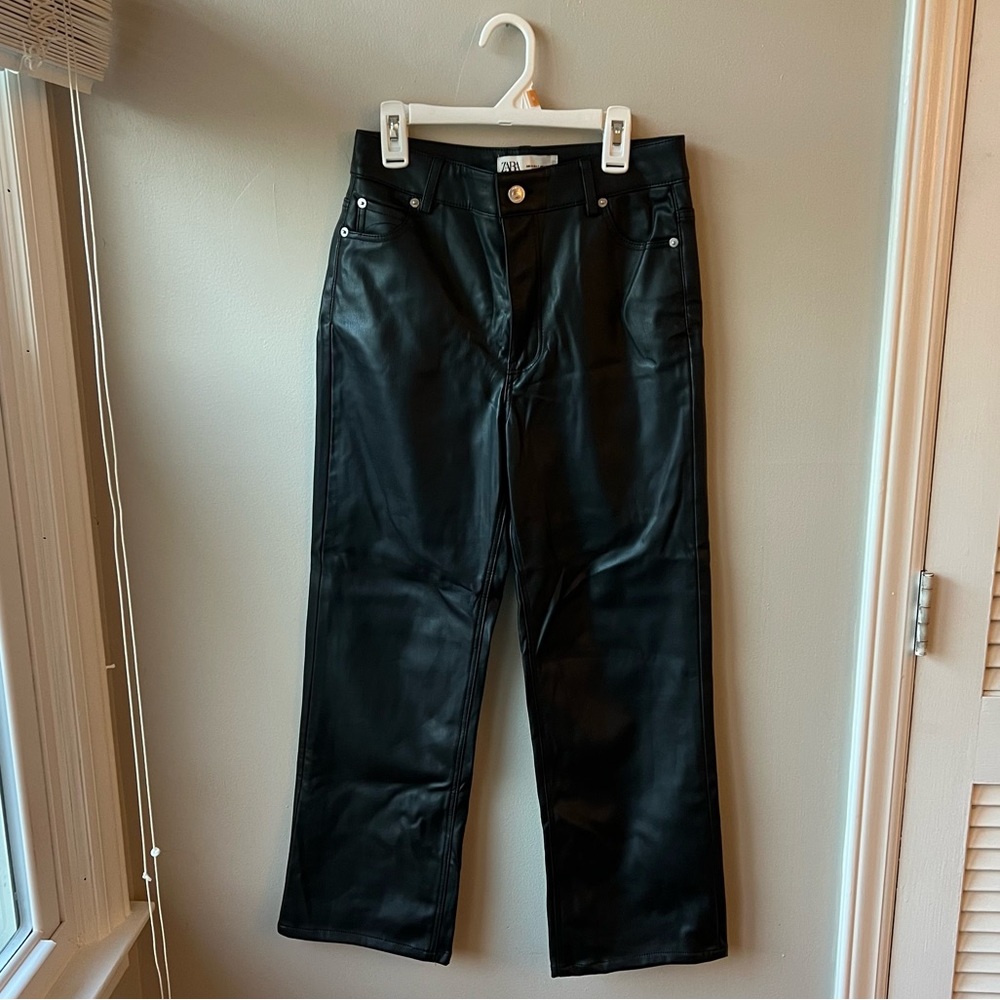 Zara Faux Leather Pants High Rise Size 2